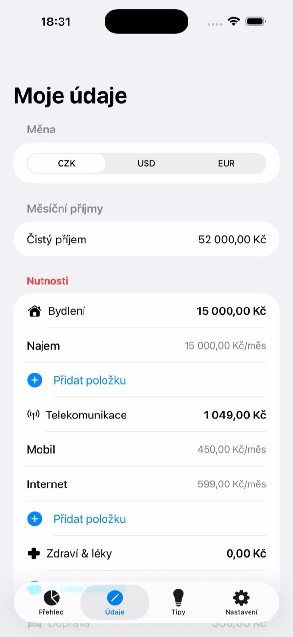 Cinkáto – moje údaje
